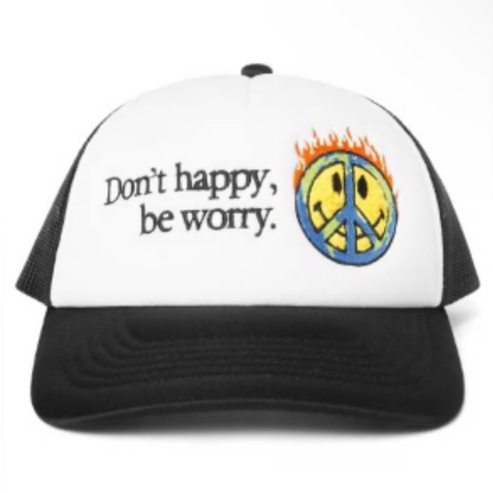 Chinatown Market Smiley Peace Don’t Be Worry Chenille Trucker Hat